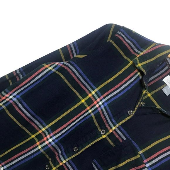 Old Navy 100% Cotton Plaid Button Front Shirt Size Medium - Picture 3 of 10